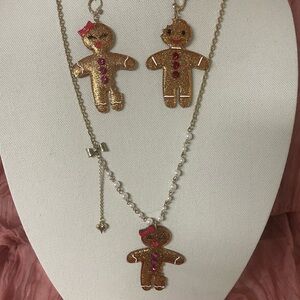 Gingerbread Necklace and Earring Set Betsey Johnson